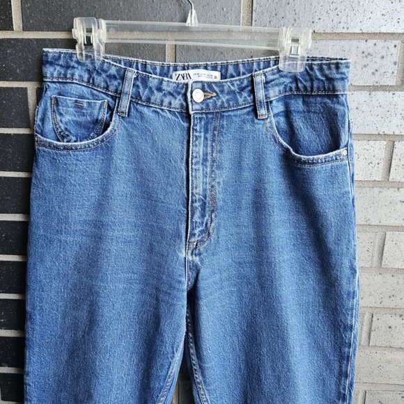 Zara Women's High Waisted Medium Blue Wash Mom Jeans Normcore Streetwear Size 10 - Picture 4 of 13